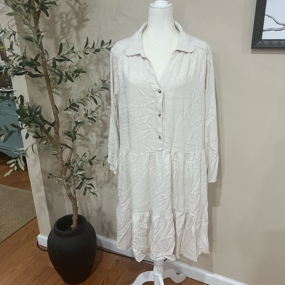Falls Creek Cream Long Sleeve Sundress